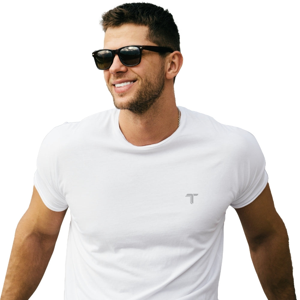 Camiseta Deportiva Hombre Blanca Manga Corta Secado Rápido - TUACOL.COM #