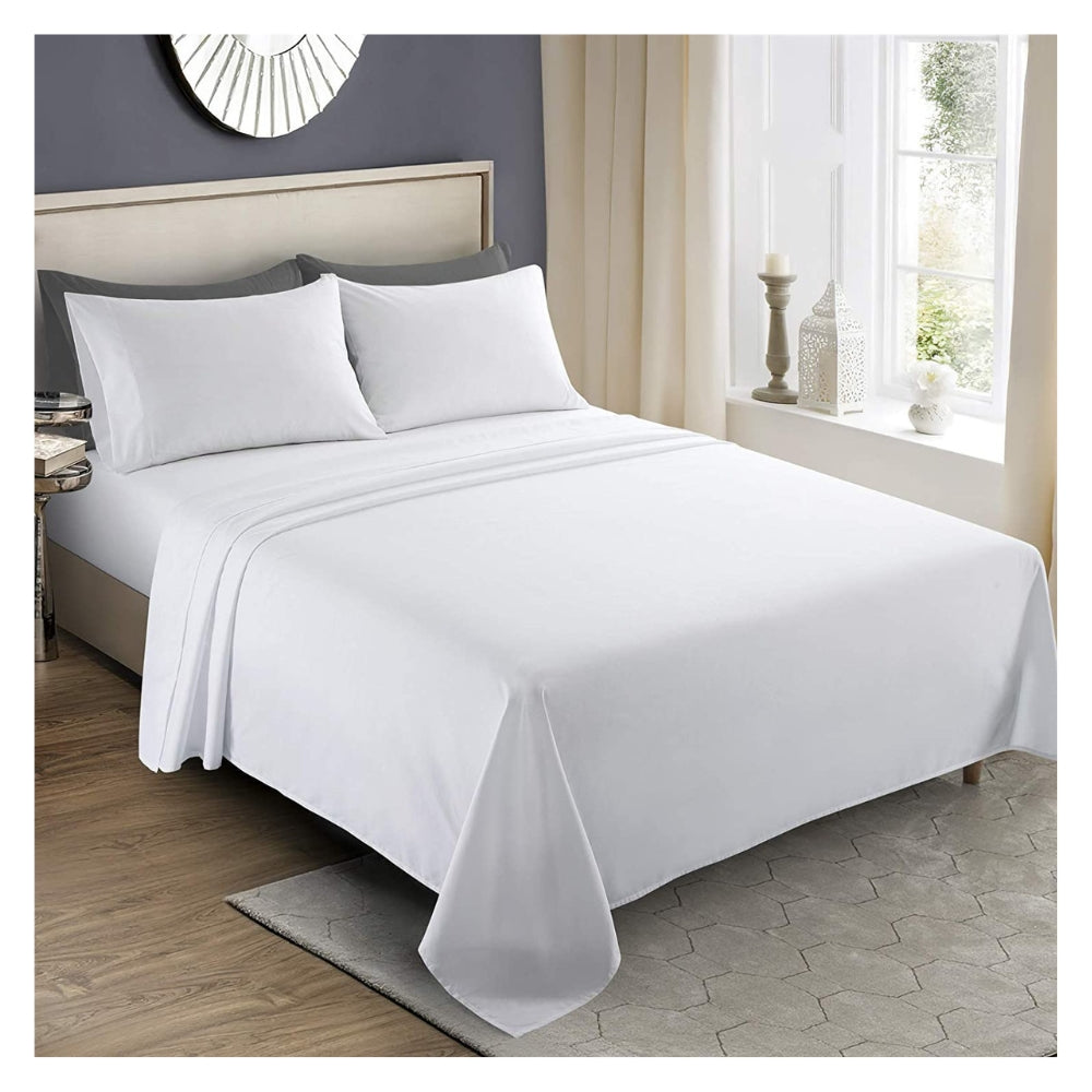 Juego de Sabanas Blancas Con Embone Cama Super King Tuacol - TUACOL.COM #