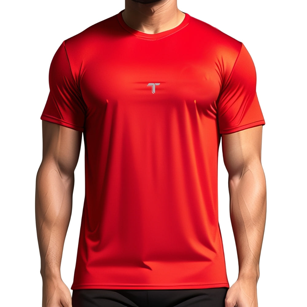 Camiseta Deportiva Hombre Roja Manga Corta Secado Rápido - TUACOL.COM #