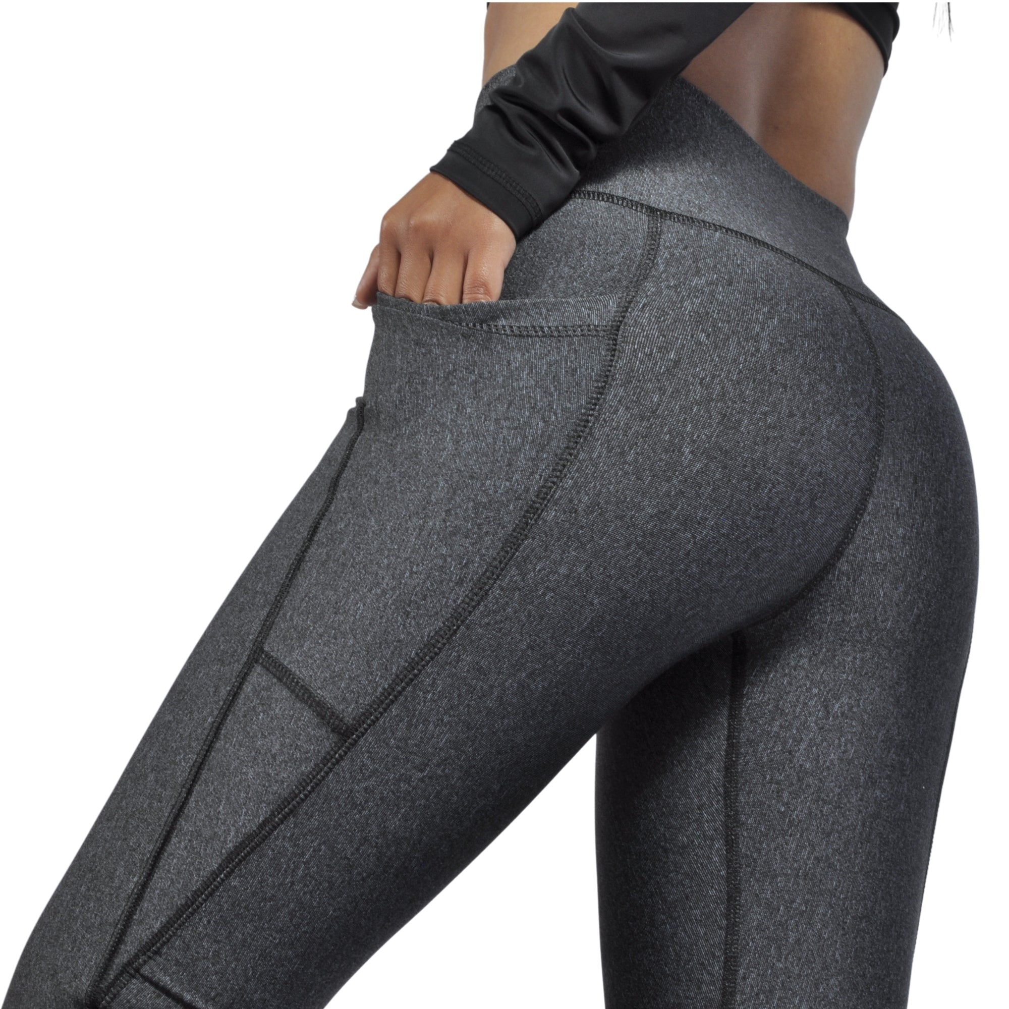 Leggins Deportivo Mujer - Bolsillo Lateral Tuacol Gris Jaspeado