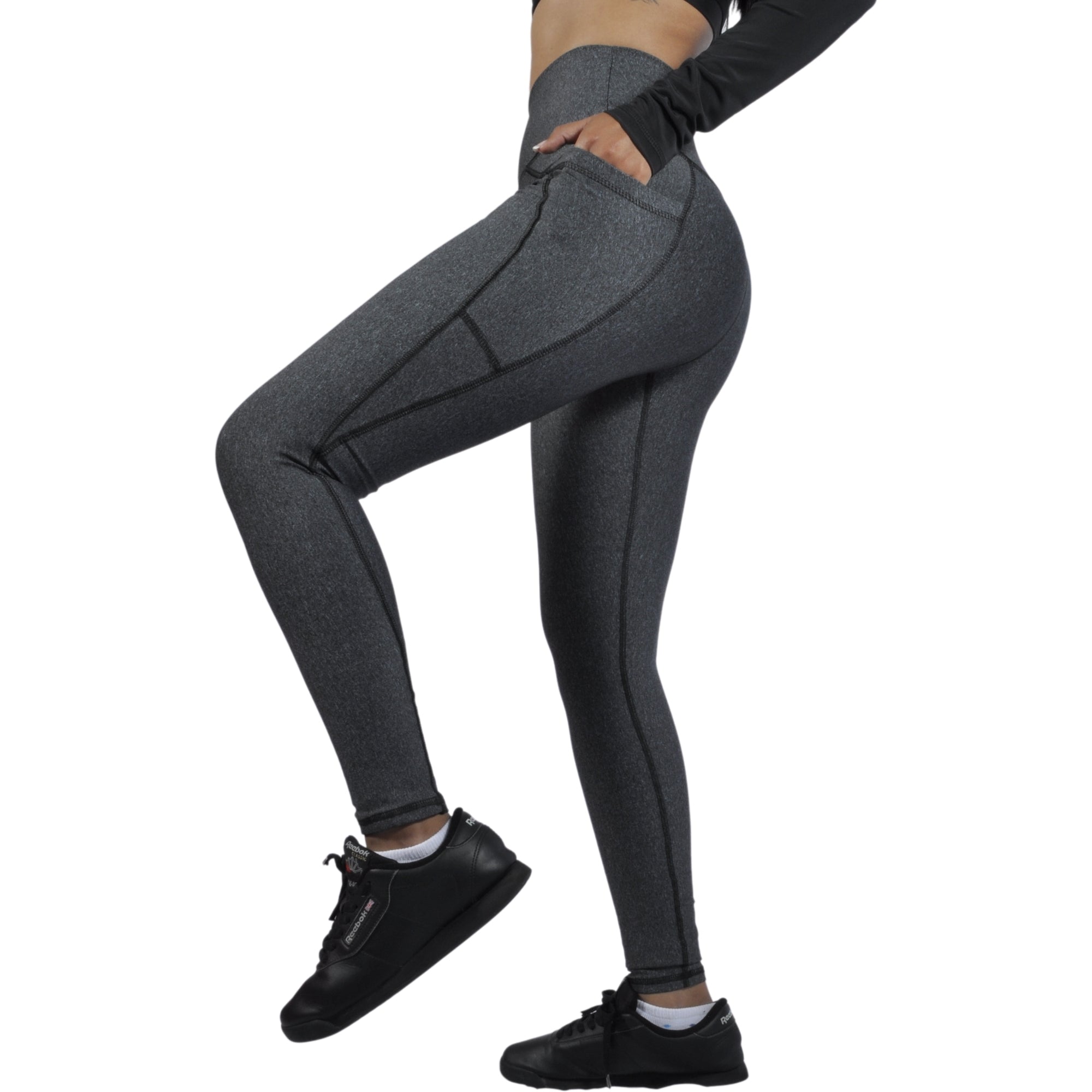 Leggins Deportivo Mujer - Bolsillo Lateral Tuacol Gris Jaspeado