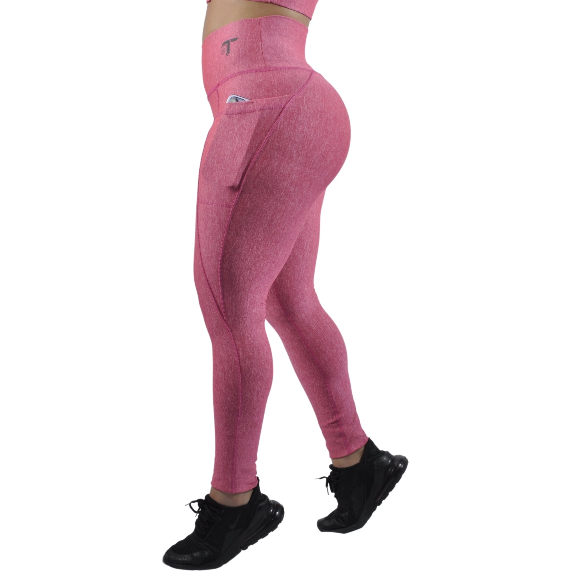 Leggins Deportivo Mujer - Bolsillo Lateral Tuacol Rojo Jaspeado