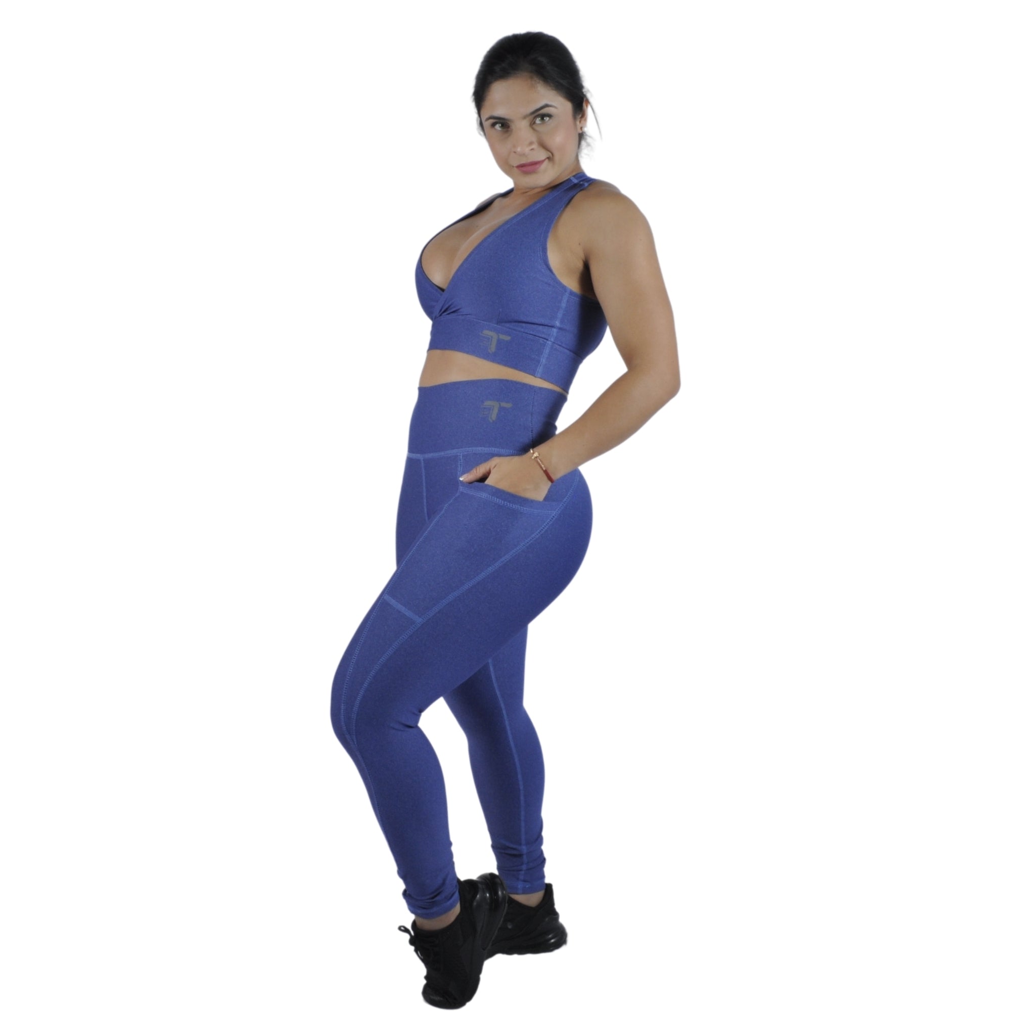 Leggins Deportivo Mujer - Bolsillo Lateral Tuacol Azul Jaspeado