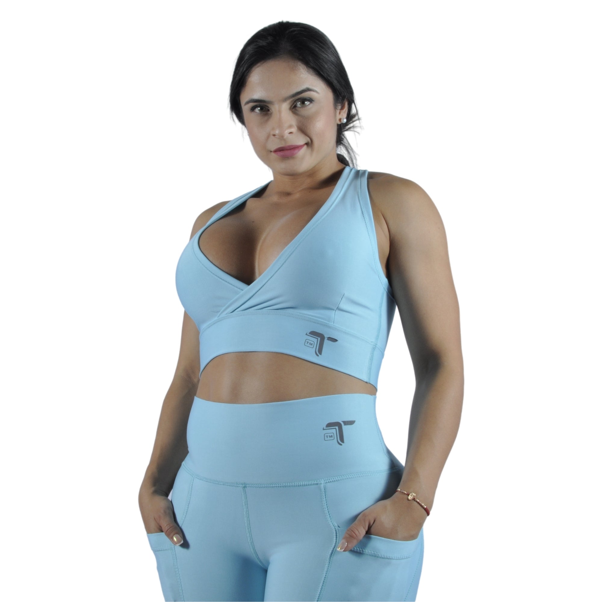 Leggins Deportivo Mujer - Bolsillo Lateral Tuacol Azul Celeste