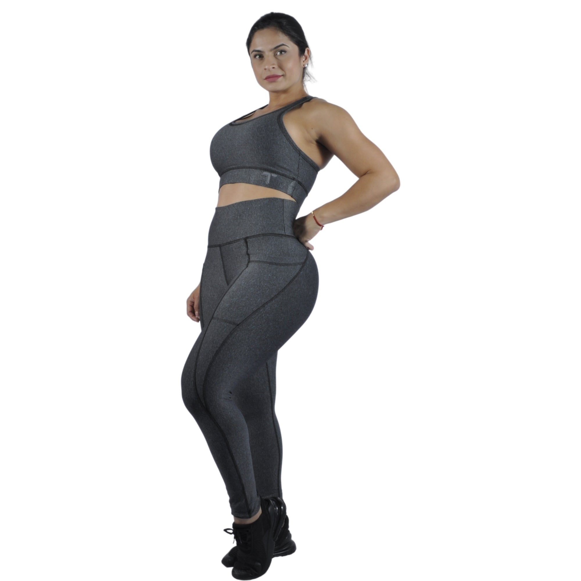 Leggins Deportivo Mujer - Bolsillo Lateral Tuacol Gris Jaspeado