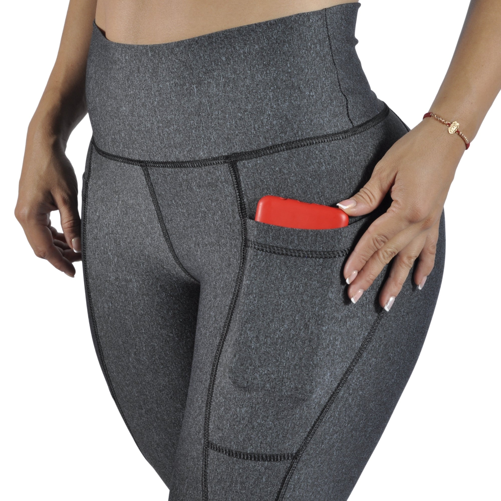 Leggins Deportivo Mujer - Bolsillo Lateral Tuacol Gris Jaspeado