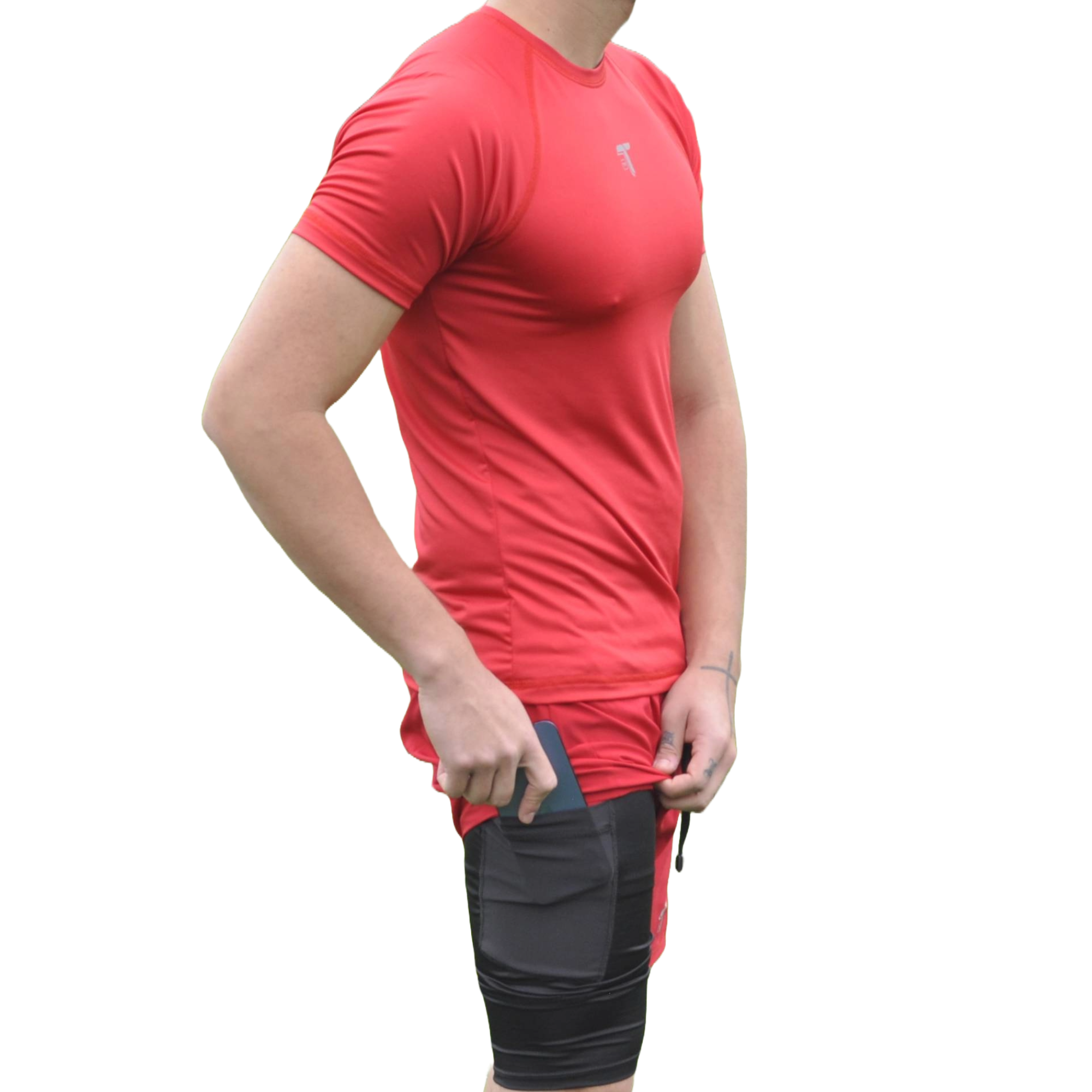 Camiseta Deportiva Hombre Roja Manga RanglanZopilote Tuacol - TUACOL.COM #