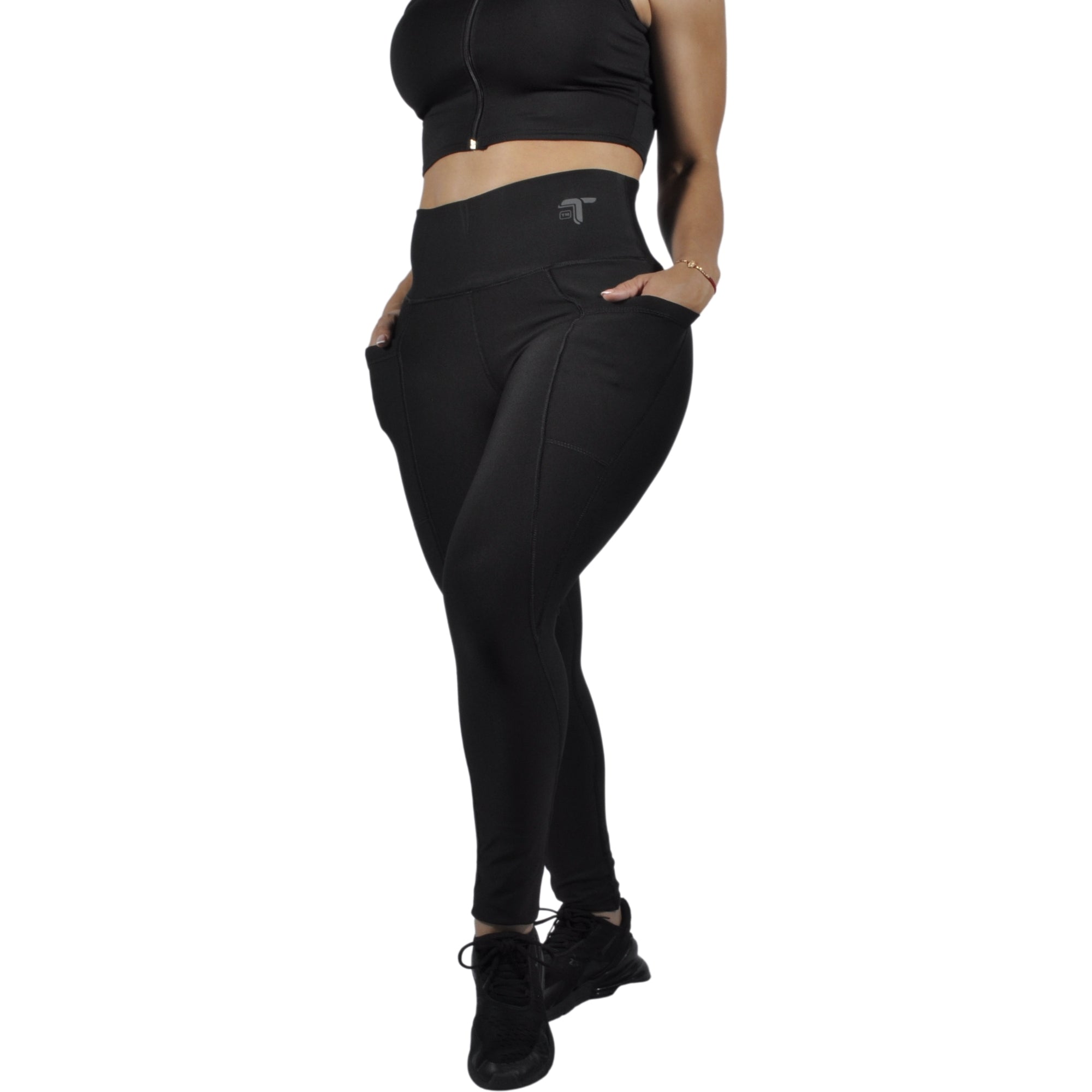 Leggins Deportivo Mujer - Bolsillo Lateral Tuacol Negro