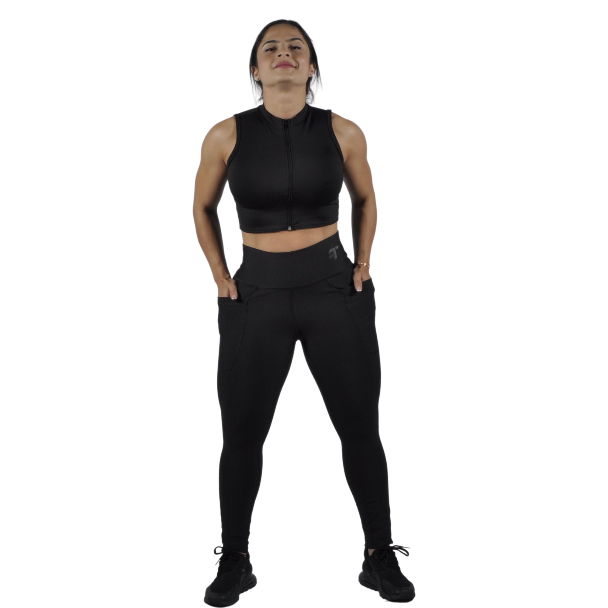 Leggins Deportivo Mujer - Bolsillo Lateral Tuacol Negro