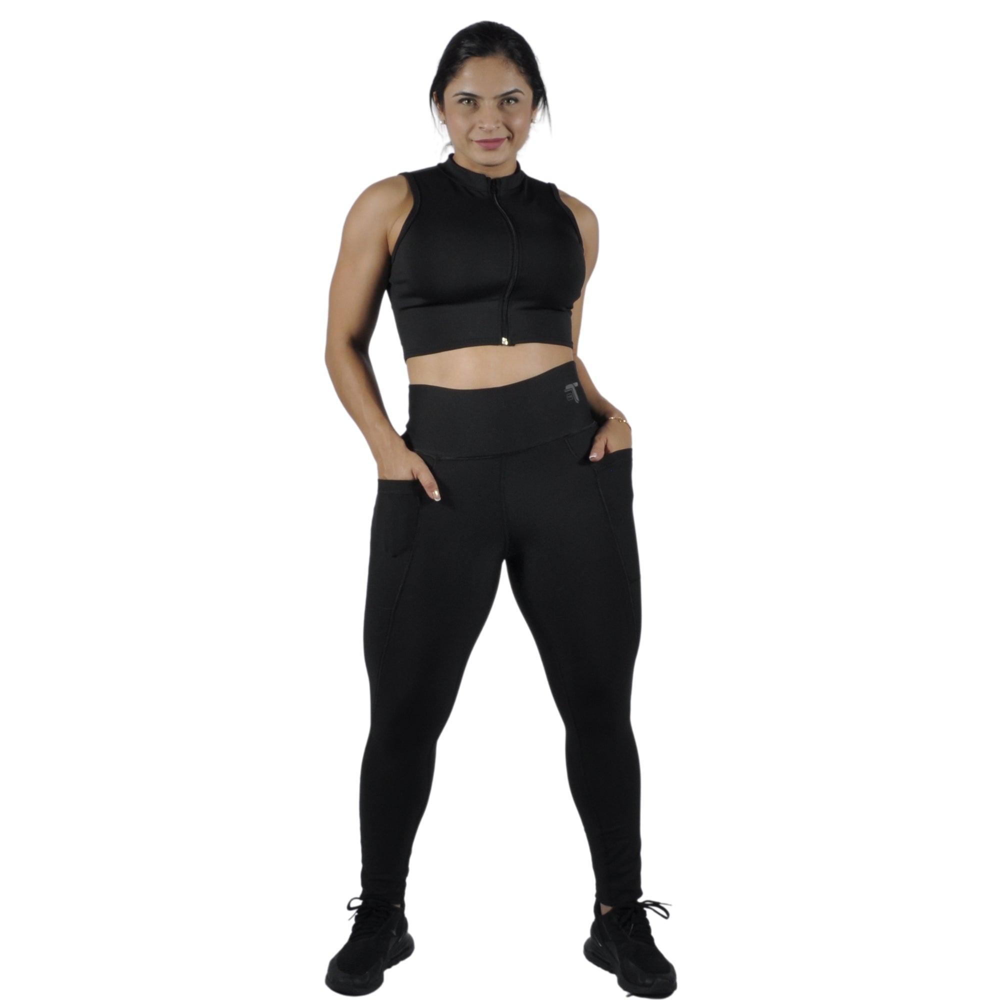 Leggins Deportivo Mujer - Bolsillo Lateral Tuacol Negro