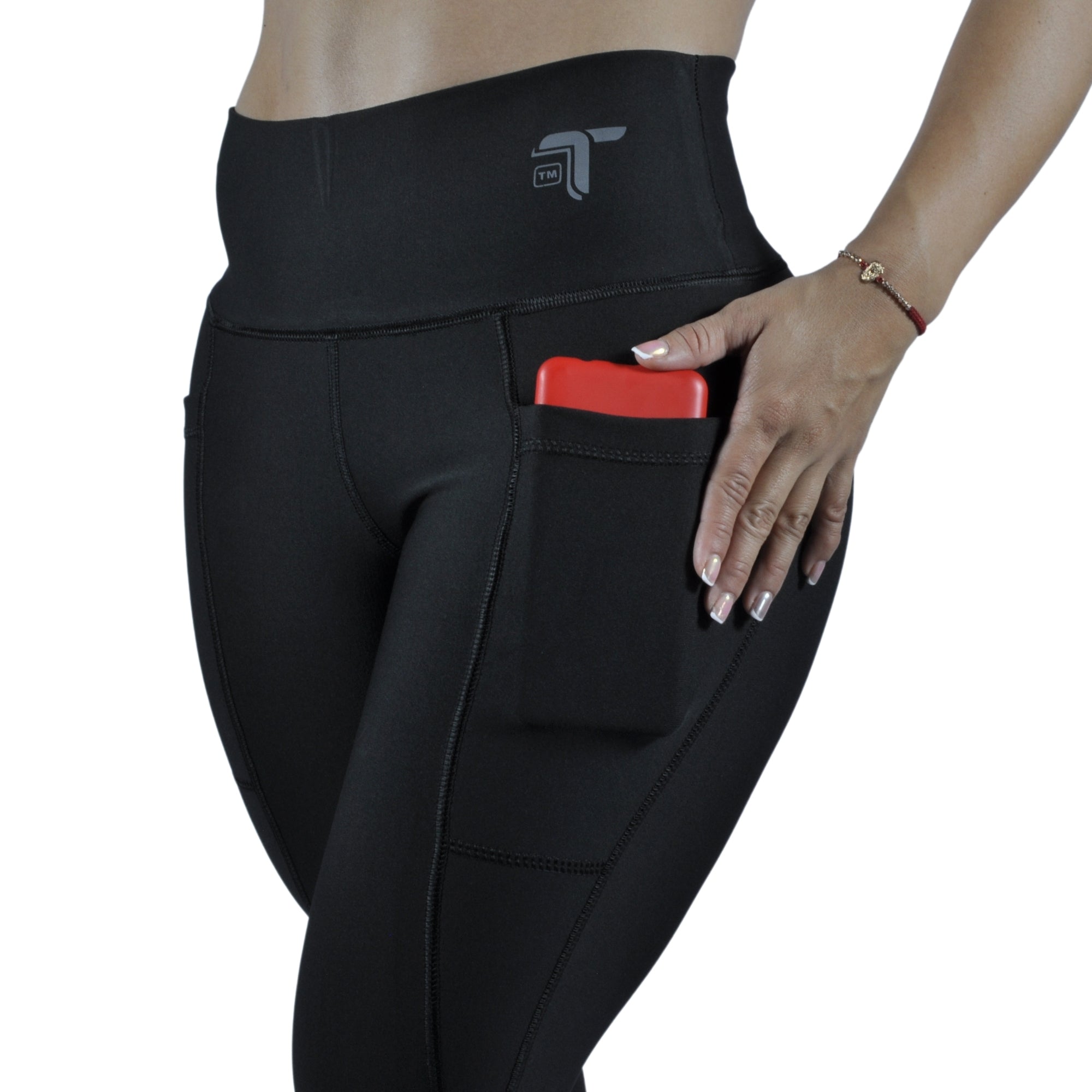 Leggins Deportivo Mujer - Bolsillo Lateral Tuacol Negro